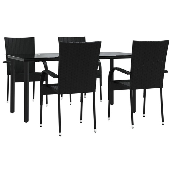 Mobilier à dîner de jardin 5 pièces noir résine tressée