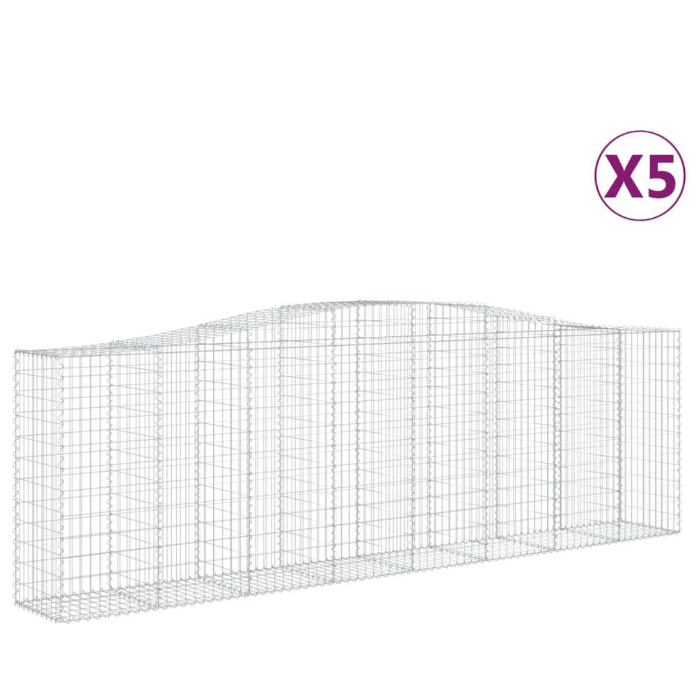 Paniers à gabions arqués 5 pcs 400x50x120/140 cm fer galvanisé