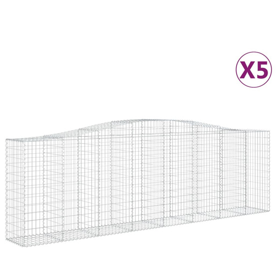 Paniers à gabions arqués 5 pcs 400x50x120/140 cm fer galvanisé