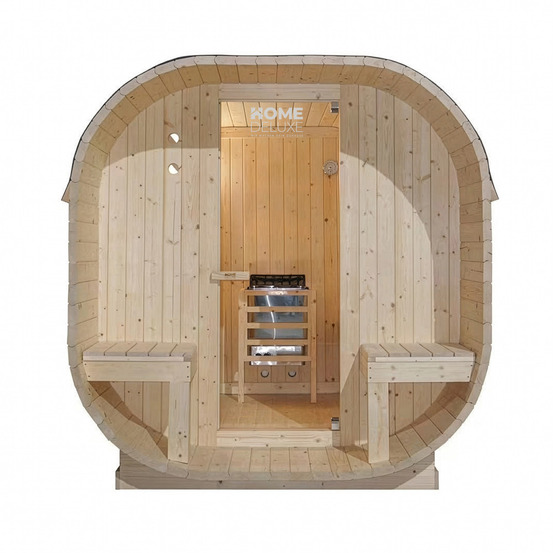 Home deluxe - sauna d'extérieur cube deluxe - l - dimensions : env. 220 cm x 185 cm x 194 cm, bois : épicéa - poêle et accessoires