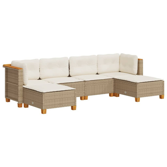 Salon de jardin avec coussins 6 pcs beige résine tressée