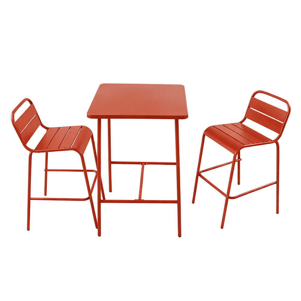 Ensemble table de bar et 2 chaises hautes d'extérieur terracotta bergame
