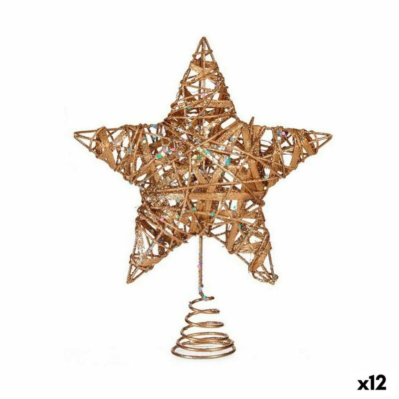 Étoile de noël doré acier plastique 20x5x25cm - lot de 12