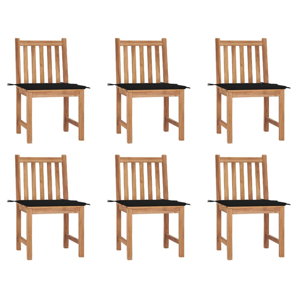 Chaises de jardin lot de 6 avec coussins bois de teck massif