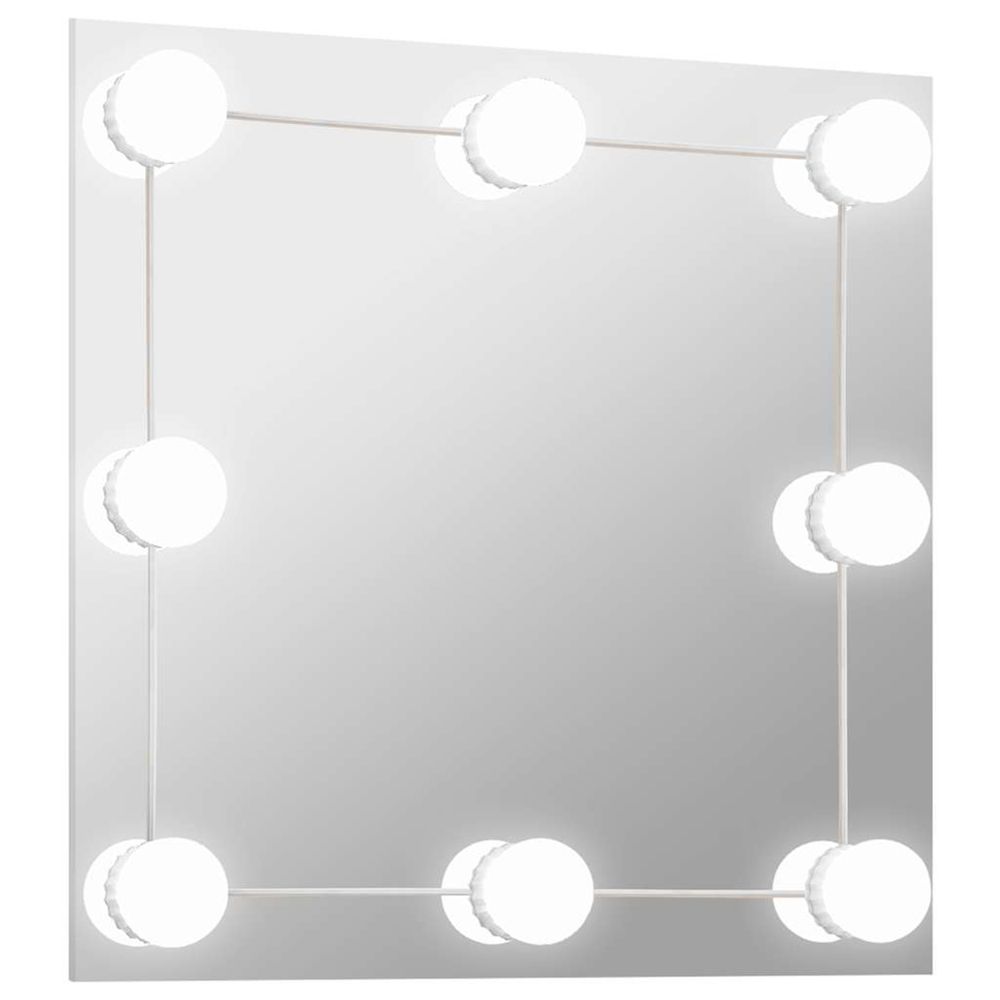 Miroir mural avec lampes led carré verre