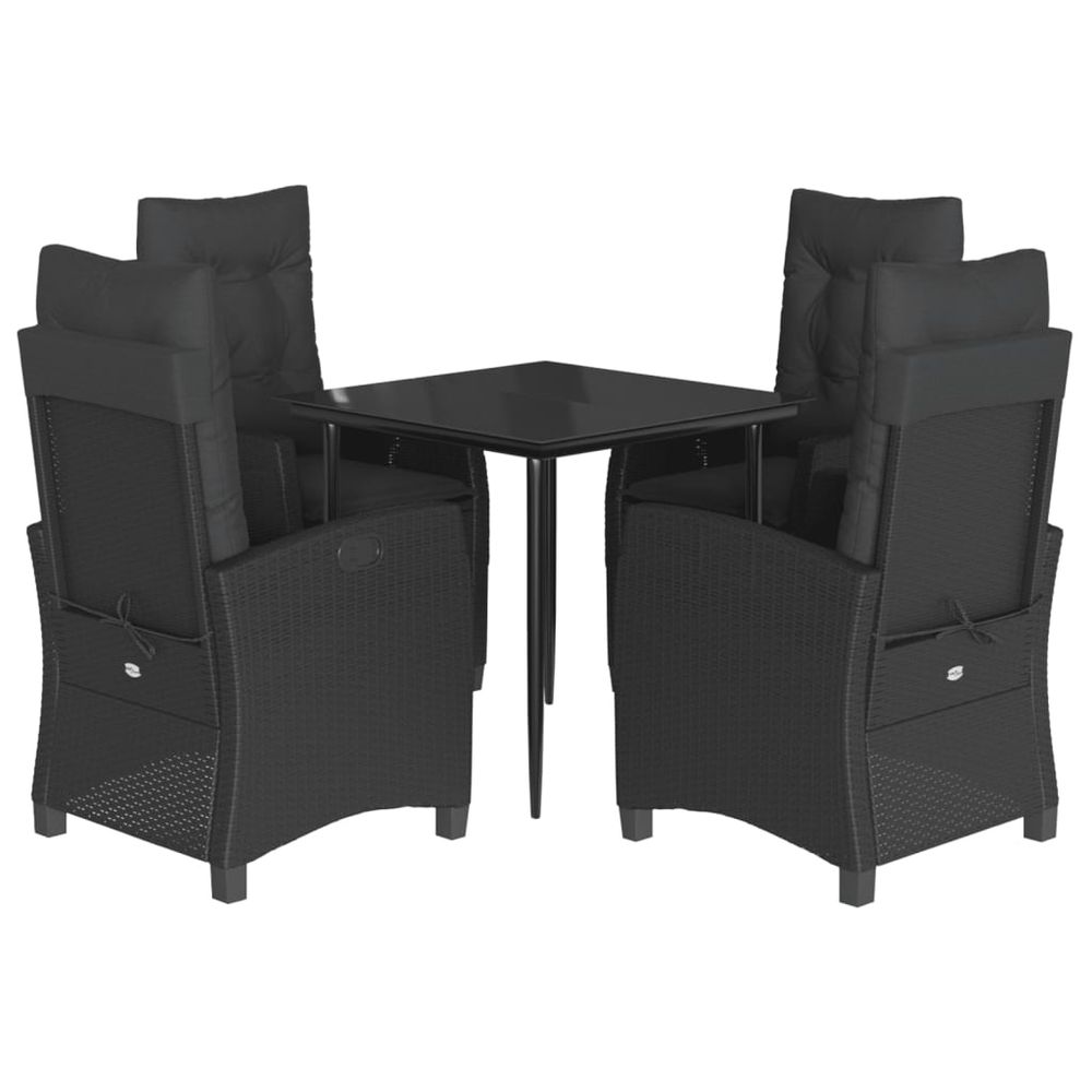 Ensemble à manger de jardin coussins 5pcs noir résine tressée