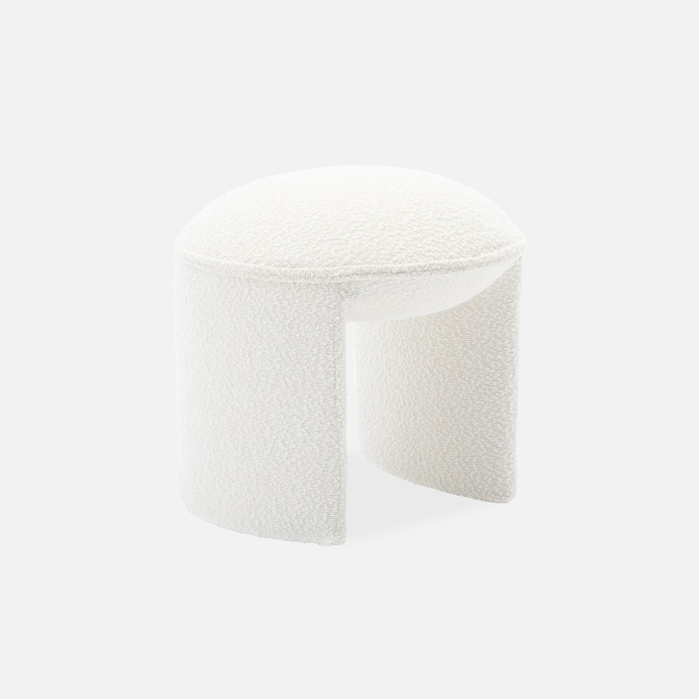 Tabouret. Pouf bouclette texturée blanche l 44 x p 44 x h 42cm -shawn