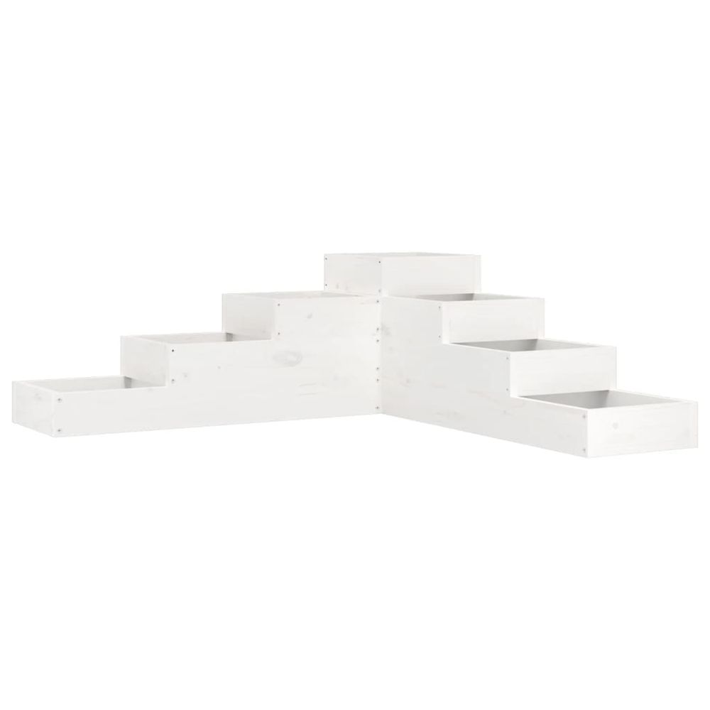 Jardinière d'extérieur 4 niveaux 106x104,5x36 cm blanc bois de pin massif