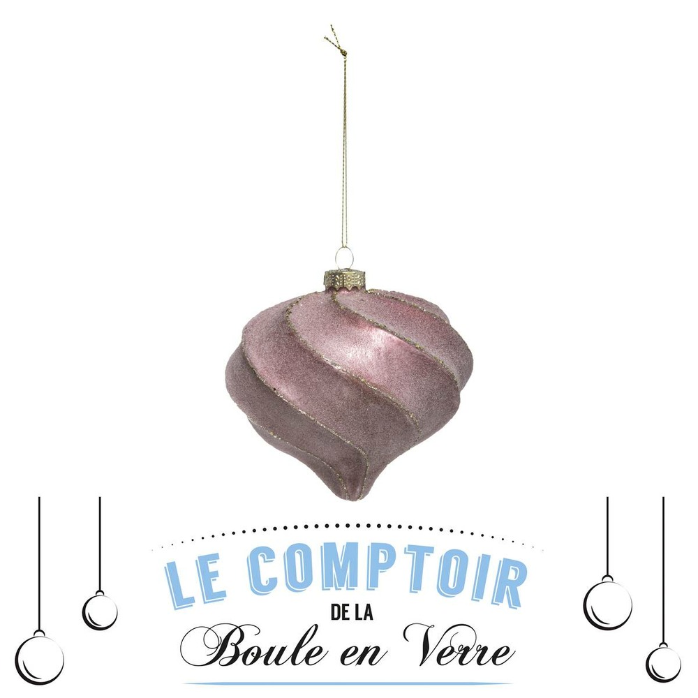 Sujet de noël verre 10 cm goutte rose