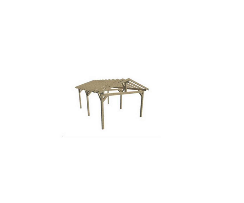 Habrita carport double pente avec préparation pour couverture tuile 3. 90 x 5. 86 m - ka 4563 st