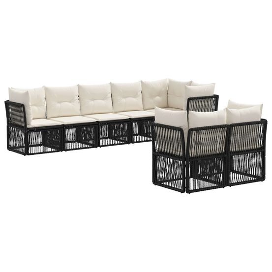Ensemble de canapé de jardin 8 pc noir polyrotin