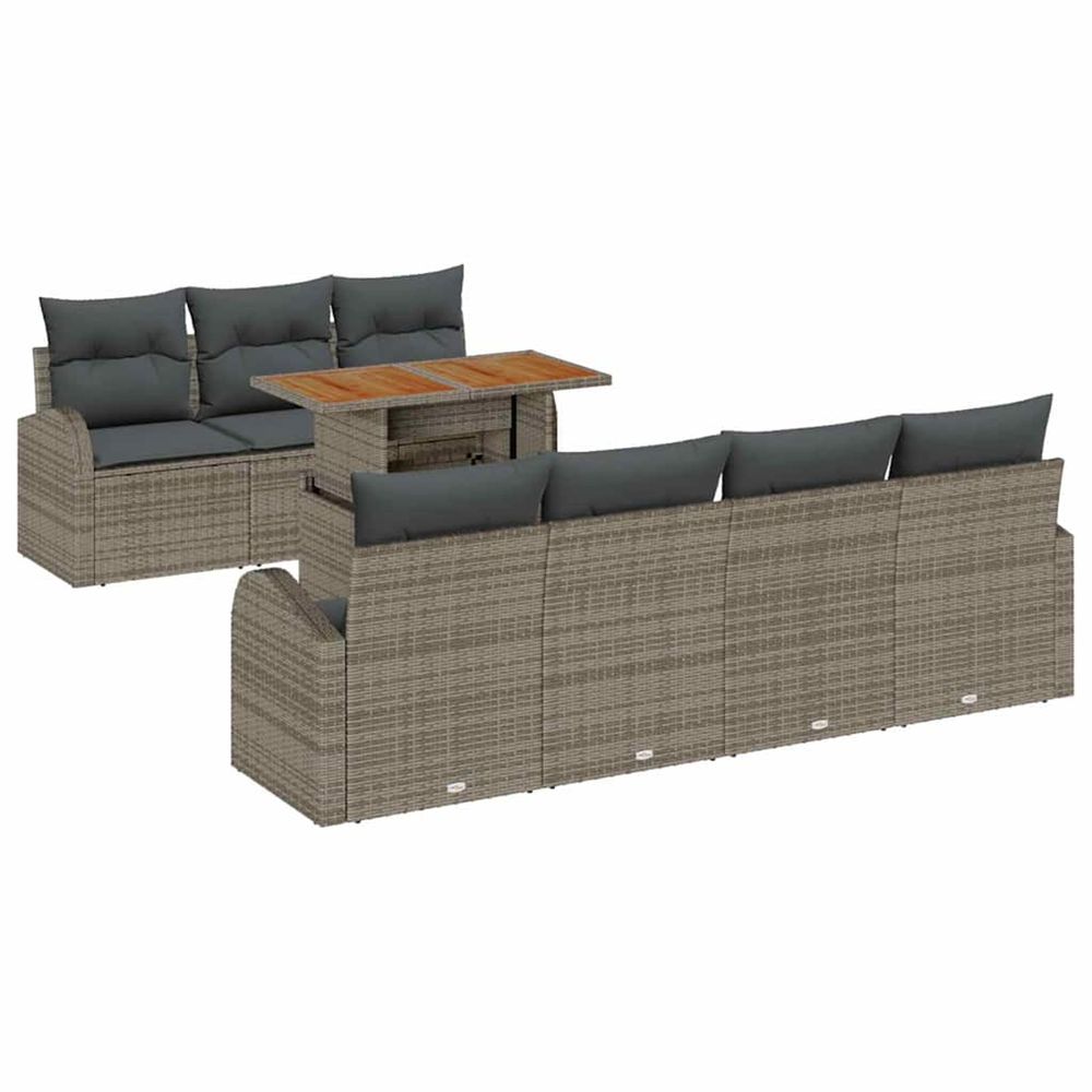 Ensemble de canapé de jardin 8 pc gris poly rotin