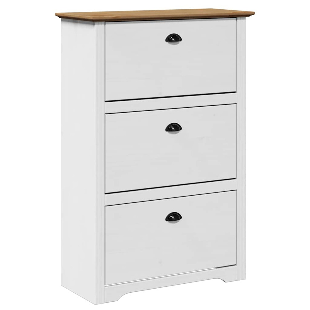 Étagère à chaussures bodo blanc et marron 80x35x118 cm