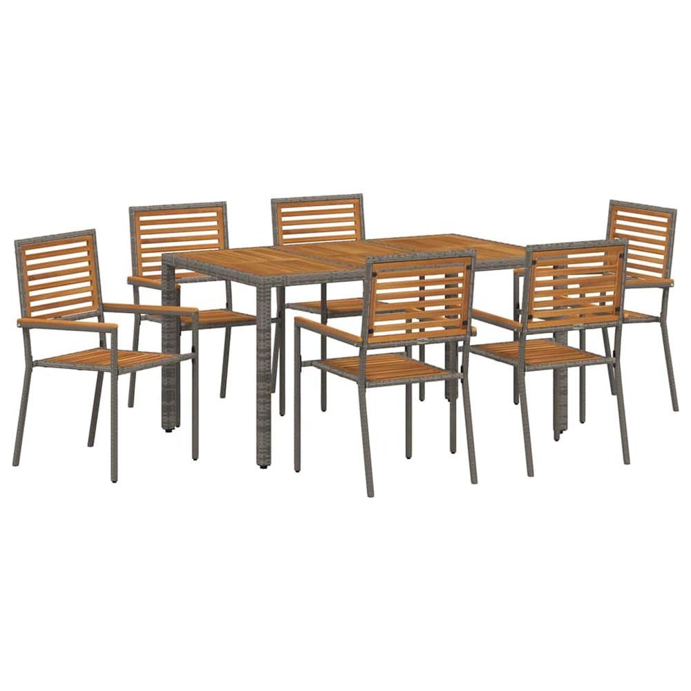 Ensemble de salle à manger pour jardin 7 pc gris et marron