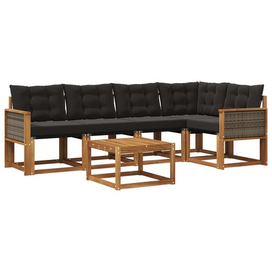 Ensemble de canapés d'extérieur 6 pc naturel et noir