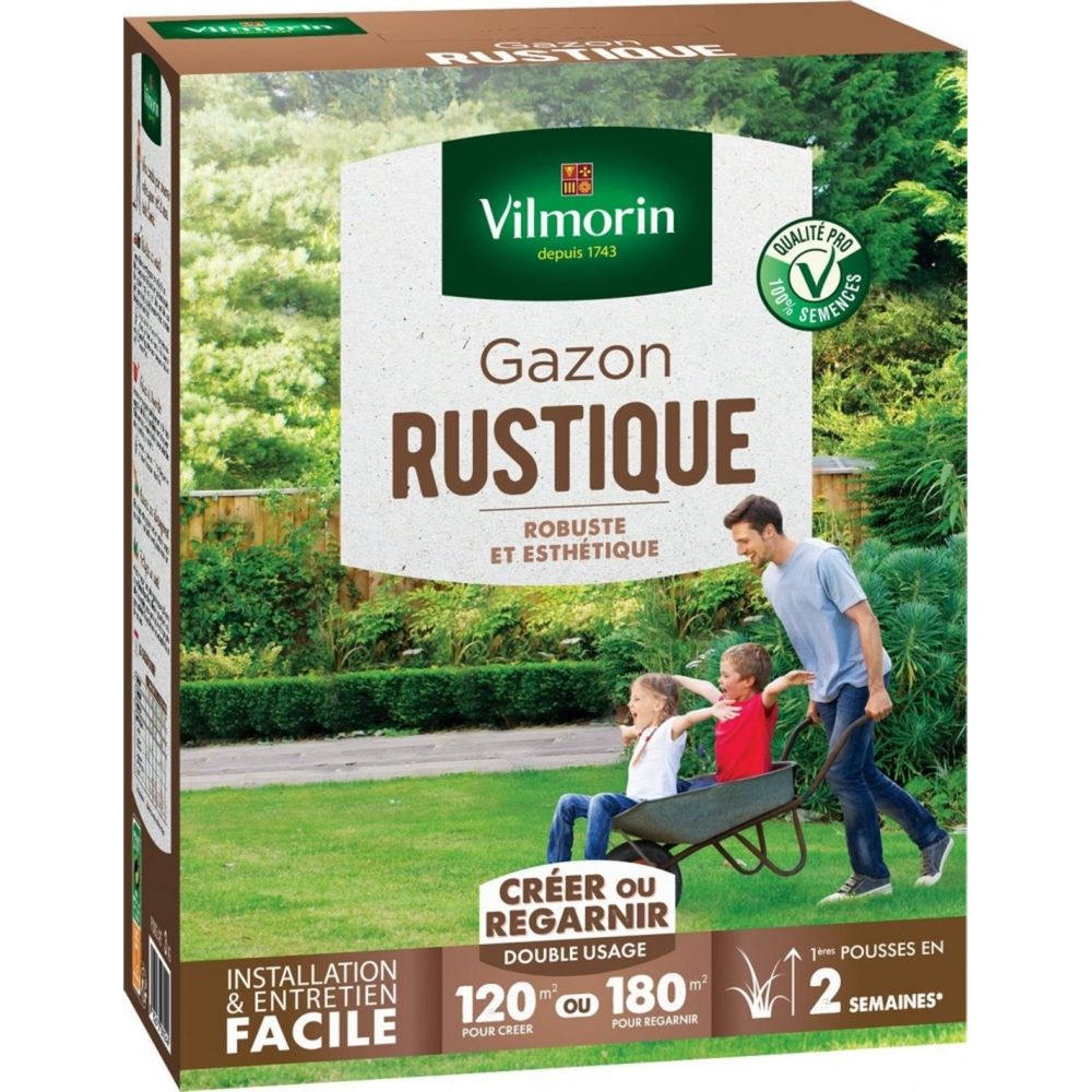 Gazon rustique vilmorin, 3 kg, 120 m²