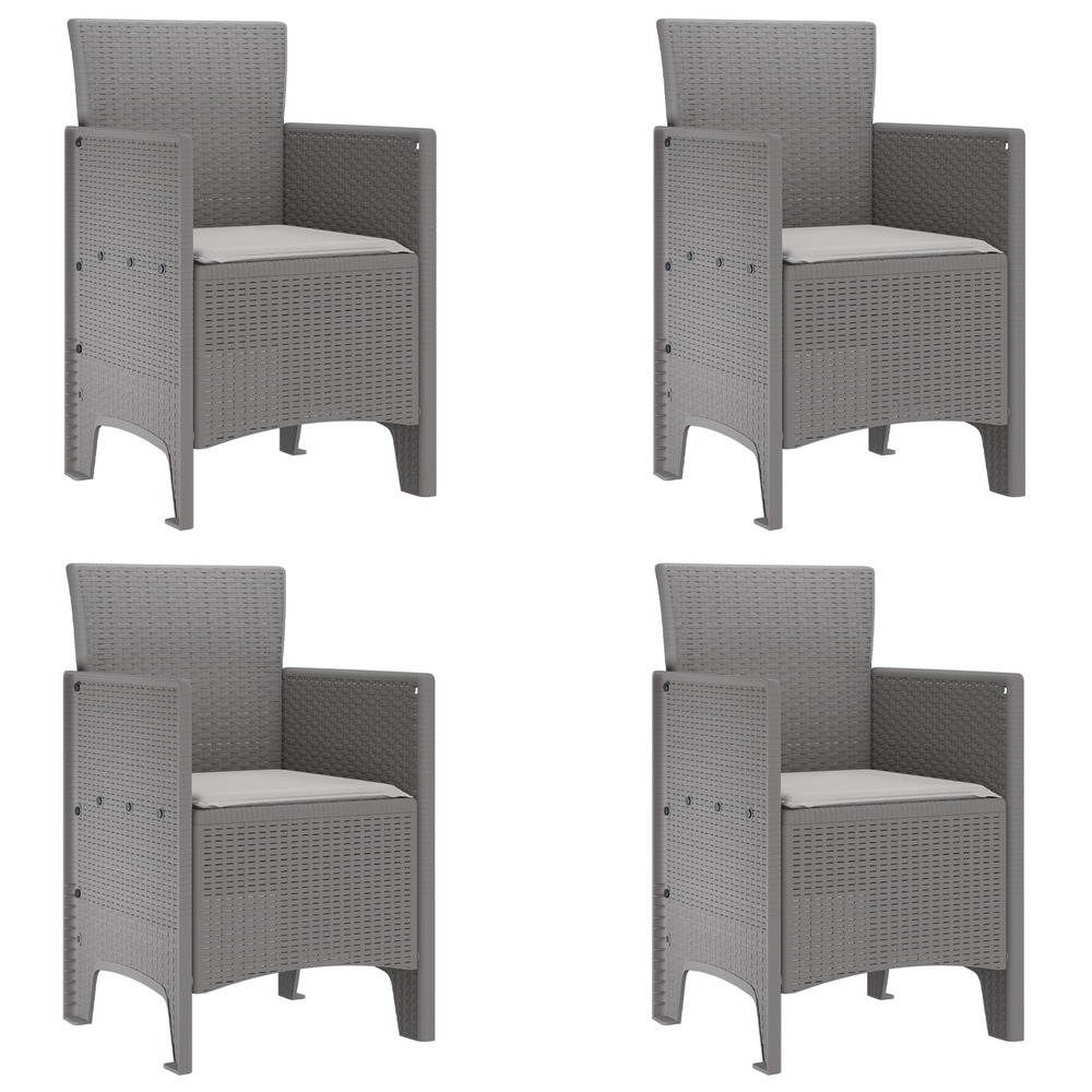 Chaises de jardin avec coussins 4 pcs gris clair poly rattan