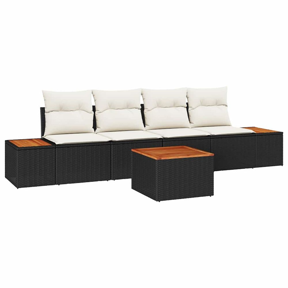 Ensemble de canapé de jardin 5 pc noir poly rotin