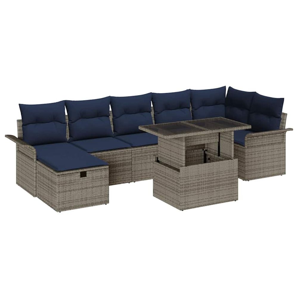 Ensemble de canapé de jardin 8 pc gris polyrotin