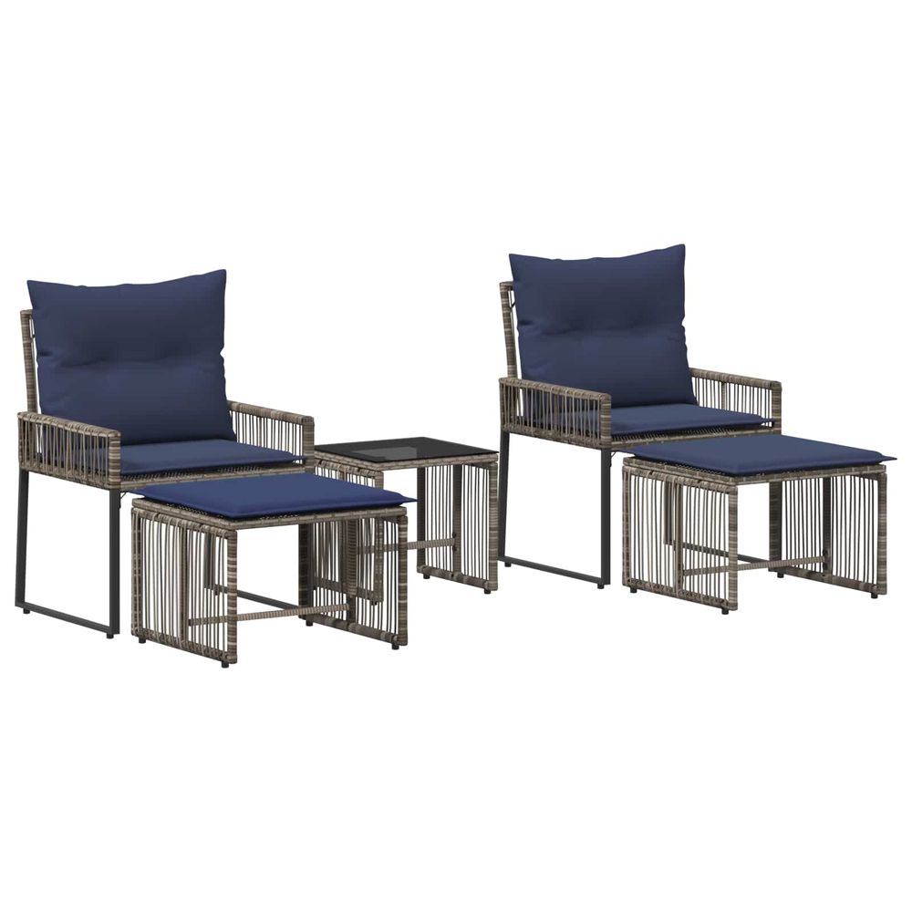 Ensemble de meubles d'extérieur 11 pc gris et bleu marine
