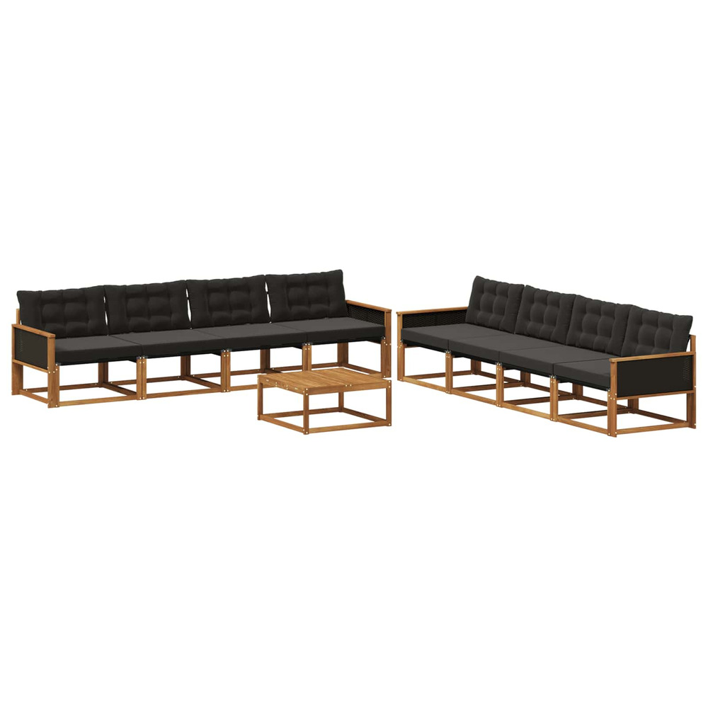Ensemble de canapés d'extérieur 9 pcs naturel et noir