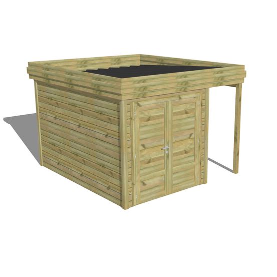 Abri de jardin bois pin traité autoclave 27mm - 3,14x3,44m / 11m2 - bac acier - abri français