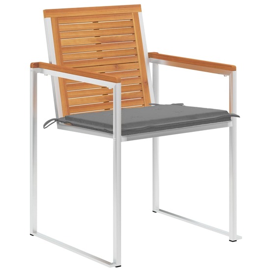 Chaises de jardin lot de 8 avec coussins bois d'acacia solide