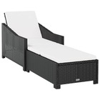 Transat chaise longue bain de soleil lit de jardin terrasse meuble d'extérieur avec coussin blanc crème résine tressée noir 0