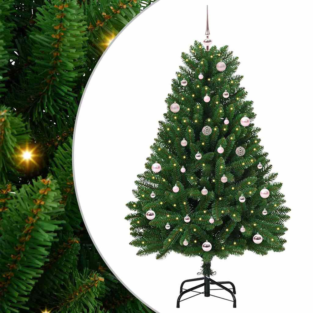 Sapin de noël artificiel avec 150 led vert 150 cm pvc et métal