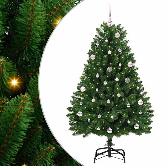 Sapin de noël artificiel avec 150 led vert 150 cm pvc et métal