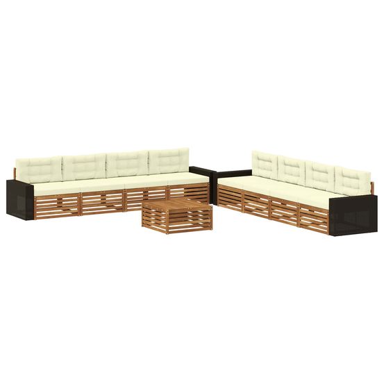 Ensemble de canapés d'extérieur 9 pc naturel et crème polyester