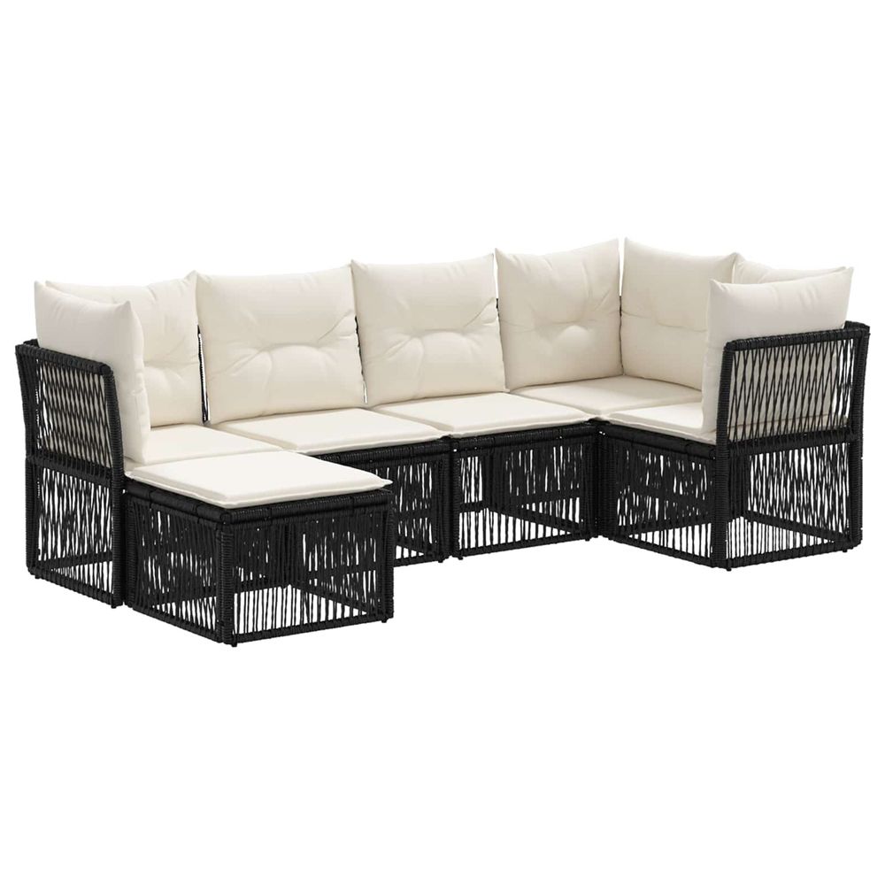 Ensemble de canapé de jardin 6 pc noir polyrotin
