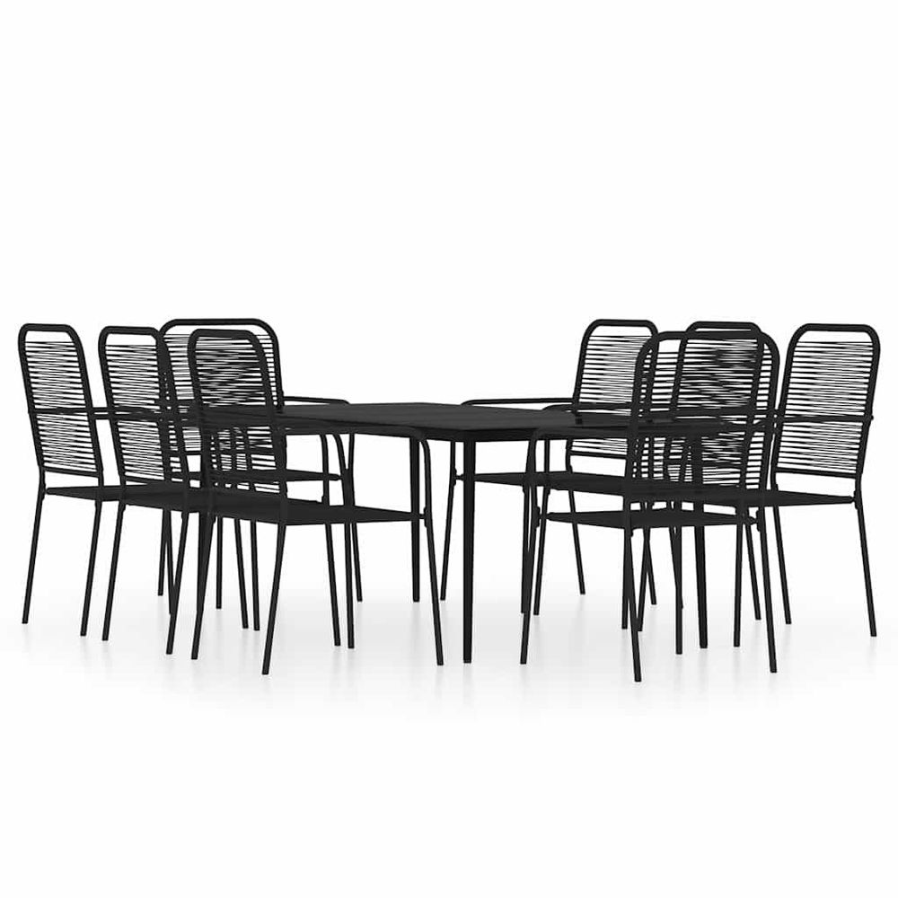 Ensemble à manger de jardin 9 pcs noir