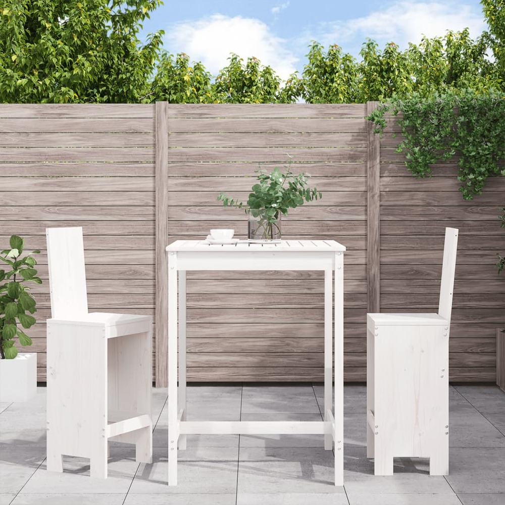 Ensemble de bar de jardin 3 pcs blanc bois de pin massif