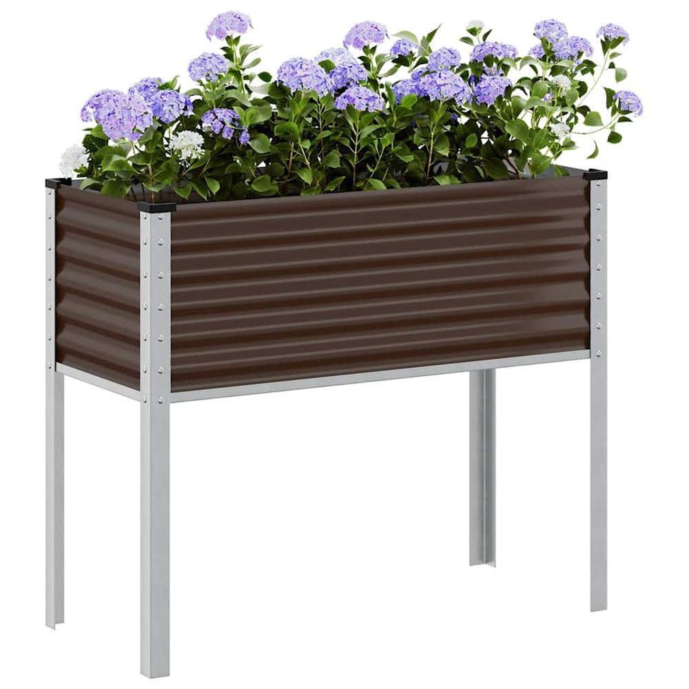 Grande jardinière surélevée acier pour potager 100x45x90cm marron