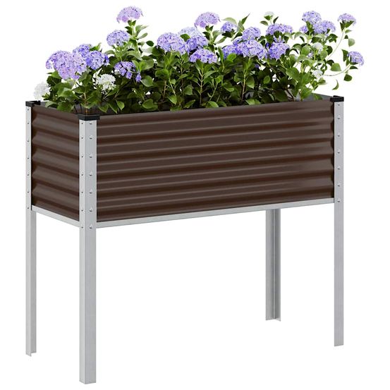 Grande jardinière surélevée acier pour potager 100x45x90cm marron