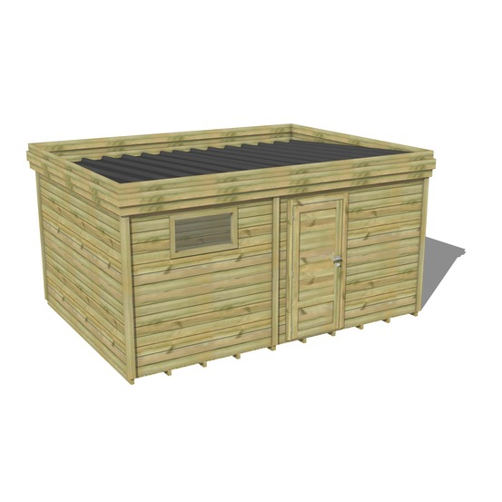 Abri de jardin bois pin traité autoclave 27mm - 4,69x3,44m / 16m2 - bac acier - plancher bois