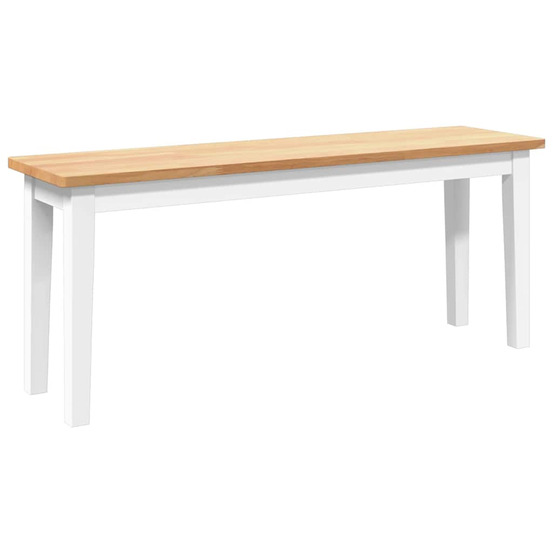 Banc 110 cm blanc bois massif caoutchouc