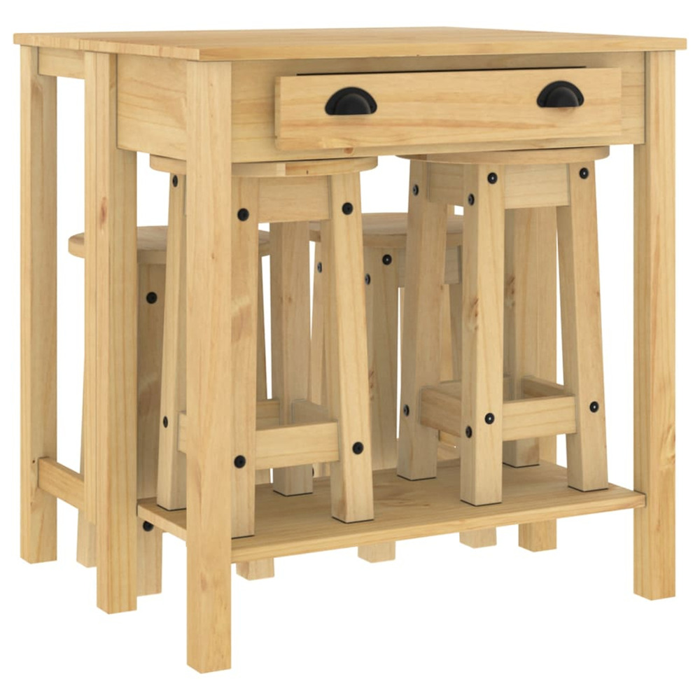 Ensemble de bar 5 pcs bois de pin massif