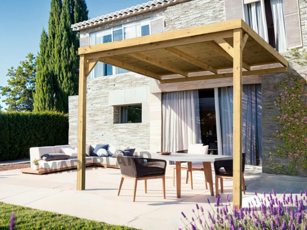 Pergola adossée en bois rennes 400 x 300 cm