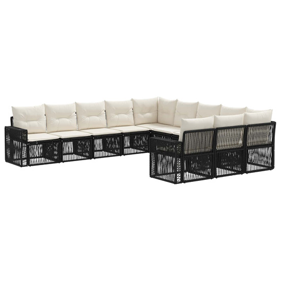 Ensemble de canapé de jardin 11 pcs noir et blanc crème