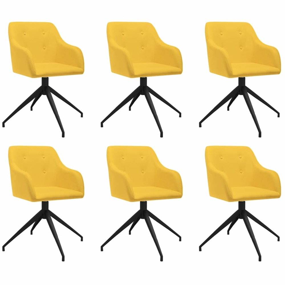 Chaises pivotantes de salle à manger 6 pcs jaune tissu