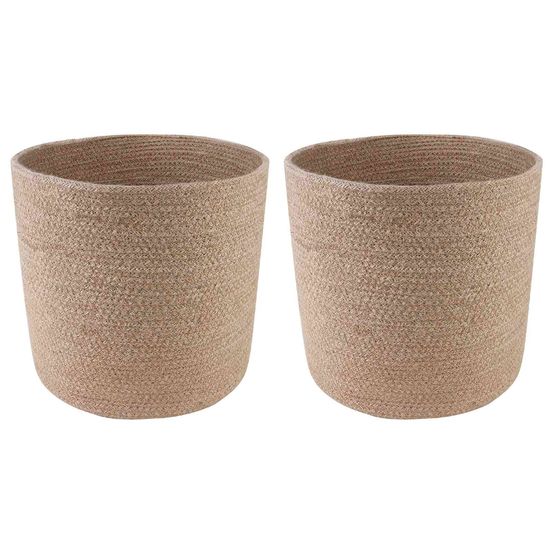 Lot 2 pots plantes jute tossa véranda patio style rustique ø28cm marron