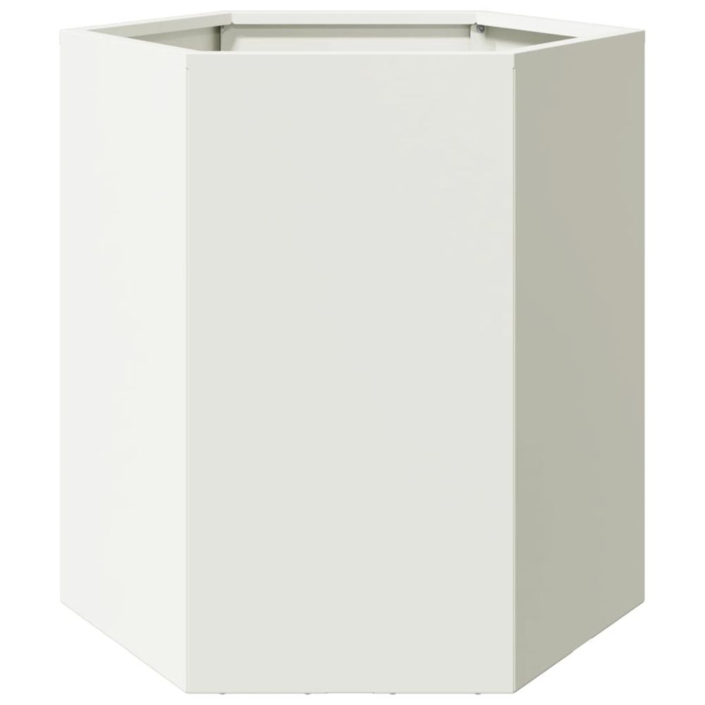 Jardinière d'extérieur blanc hexagone 46x40x45 cm acier