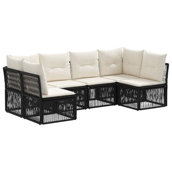 Ensemble de canapé de jardin 6 pc noir polyrotin