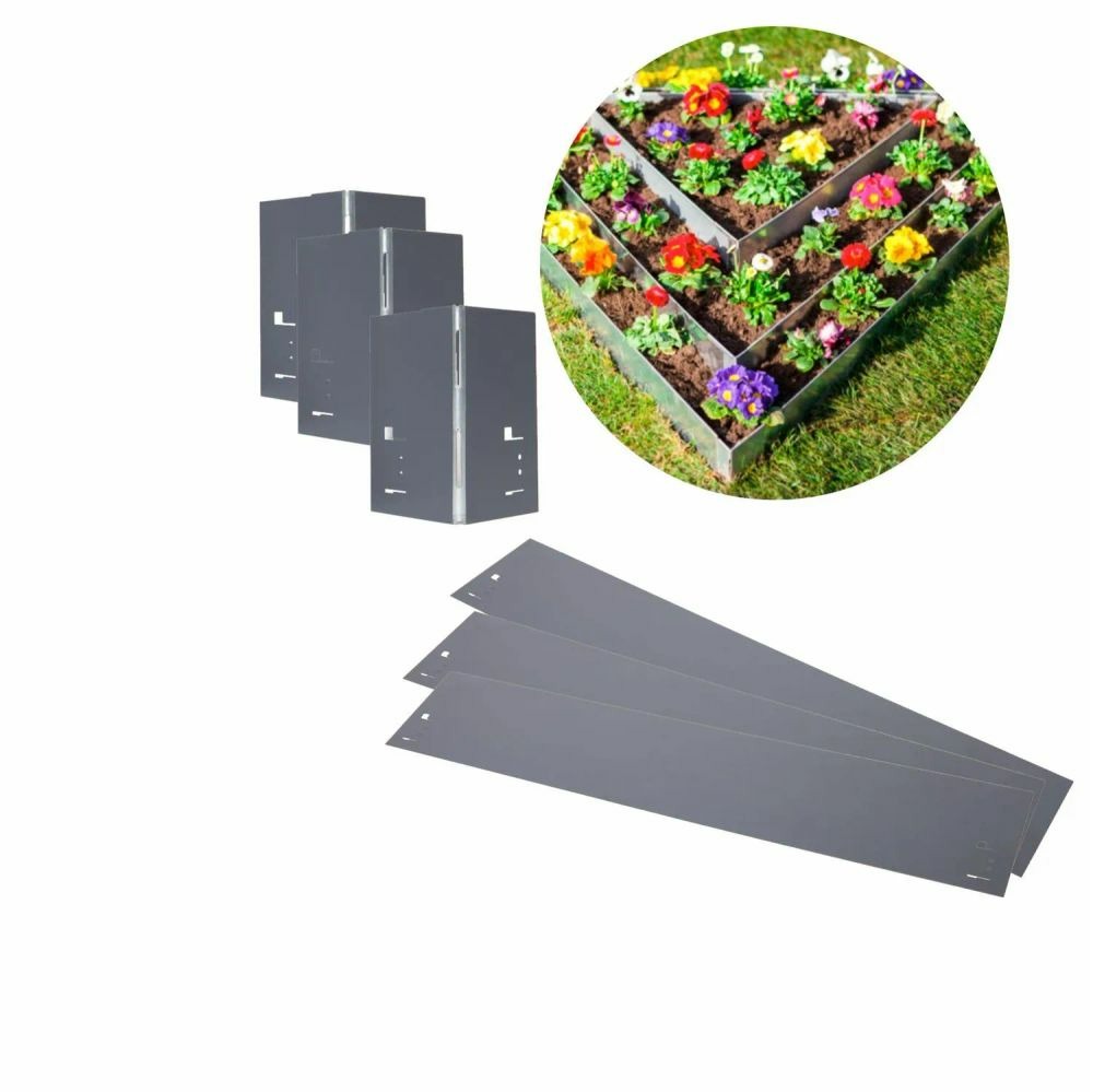 Parterre de fleurs [3 pcs : 120 x 13,5cm] | bordure jardin | bordures de jardin