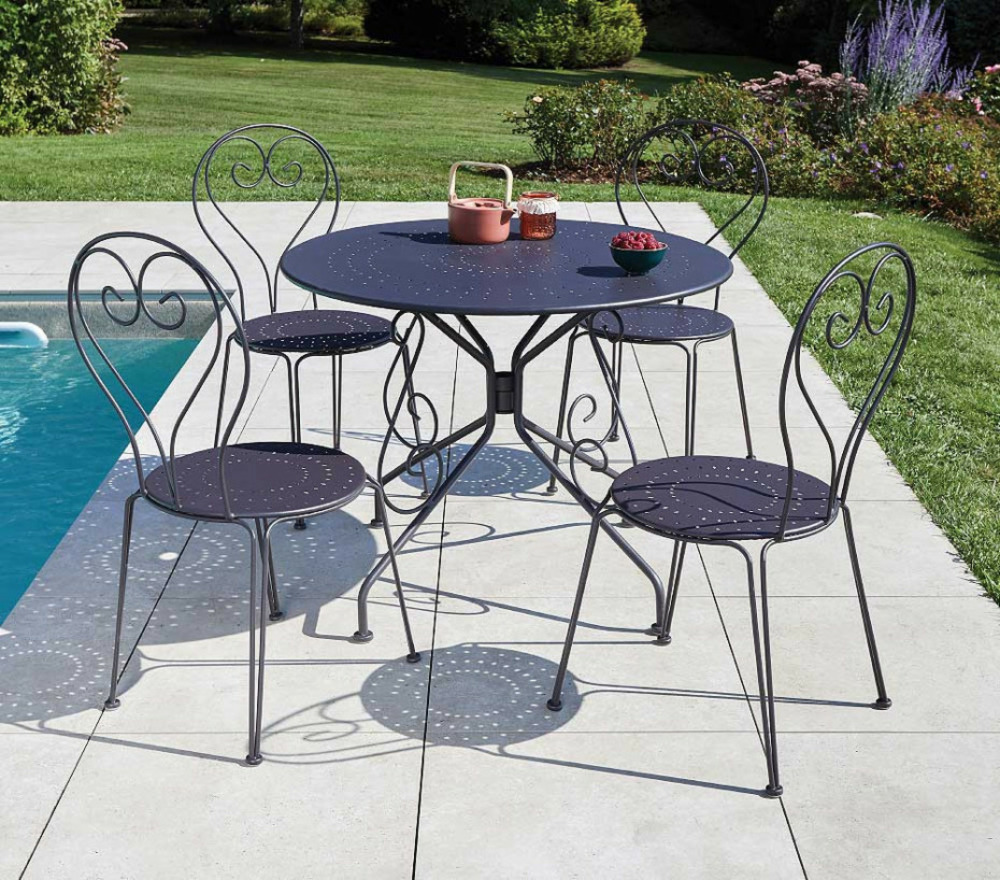 Ensemble table et chaises de jardin - 4 places - anthracite - casablanca