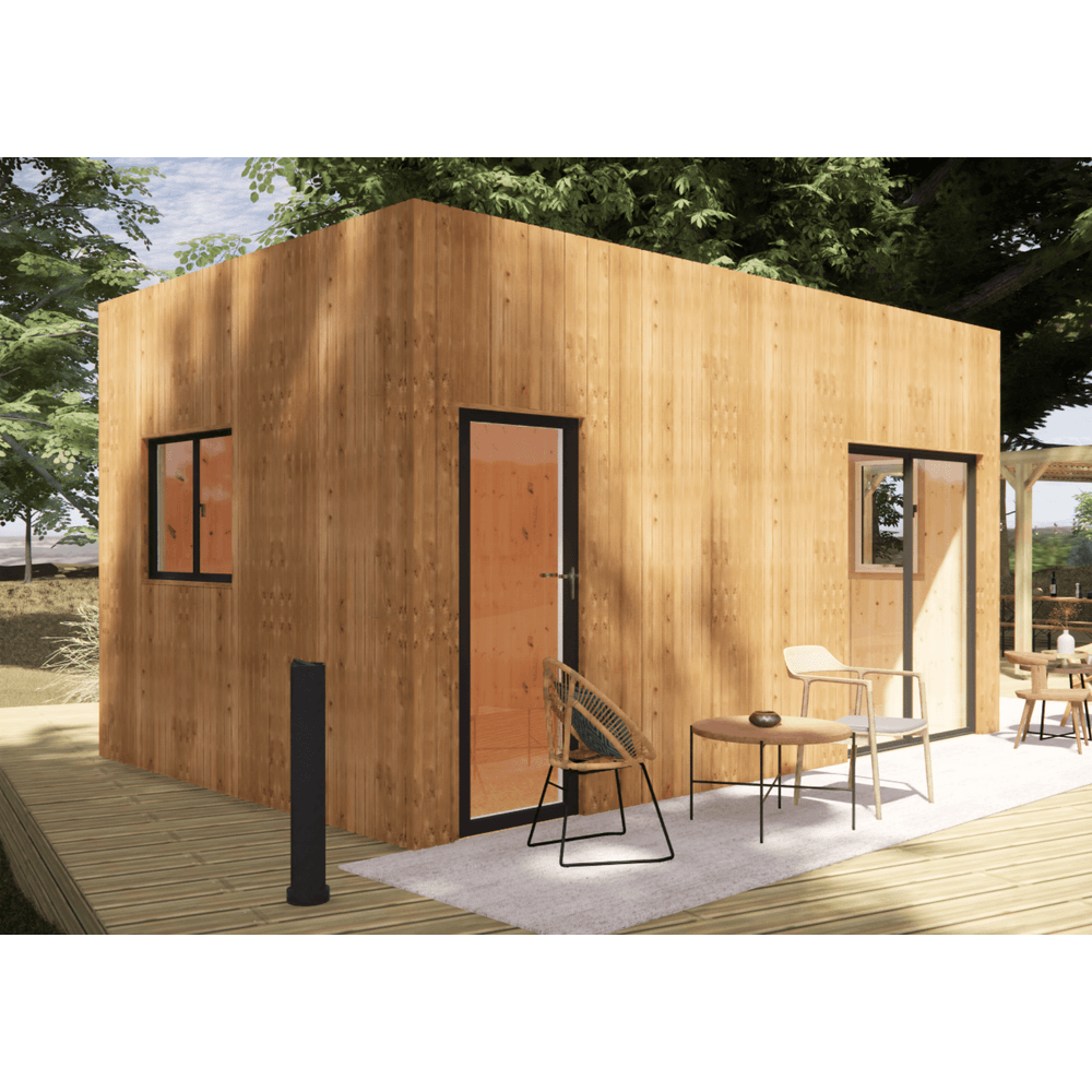 Bureau de jardin 4 saisons en bois 5,5 x 3,5 x 3,2 m / isolation re2020