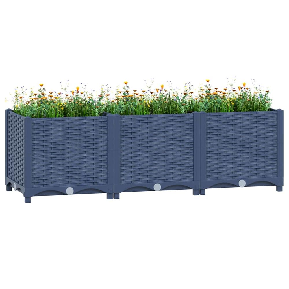 Grande jardinière haute en polypropylène gris 120x40x38 cm