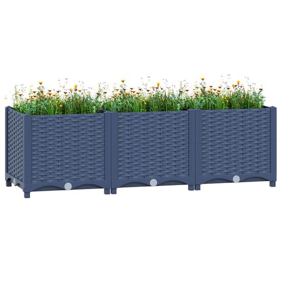 Grande jardinière haute en polypropylène gris 120x40x38 cm